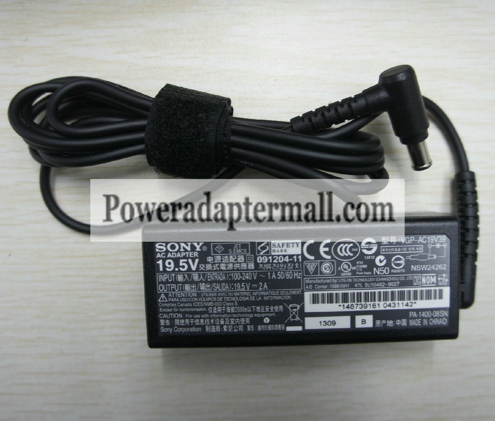 genuine 19.5V 2A Sony PA-1400-06SN PA-1400-08SN AC Adapter Power